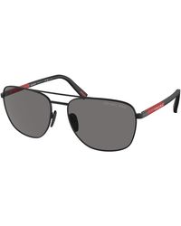 Prada Linea Rossa - Ps 54Zs 1Bo02G Sunglasses Steel Round Polarized - Lyst