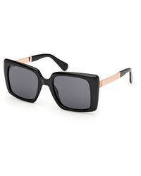 MAX&Co. - Mo0134 01A Sunglasses Injected Smoke Squared Normal - Lyst