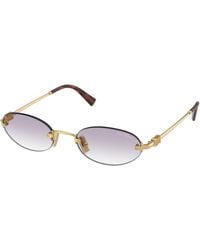 Miu Miu - Mu A54S 5Ak04O Sunglasses Metal Round Normal Shaded - Lyst