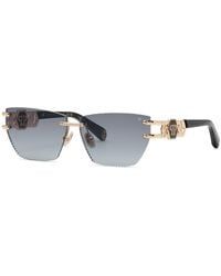 Philipp Plein - Spp239M Plein Icon Edge 300 Sunglasses Metal Smoke Butterfly Normal Nuanced - Lyst