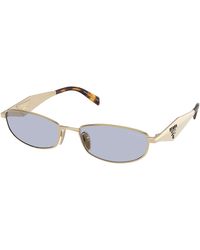 Prada - Pr D51S Zvn30X Sunglasses Metal Round Normal - Lyst