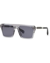 Philipp Plein - Spp228 Plein Hexagon Stud 09Mb Sunglasses Acetate Smoke Squared Normal - Lyst