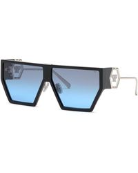 Philipp Plein - Spp040M Space Rock Plein 700Y Sunglasses Acetate Squared Normal Shaded - Lyst