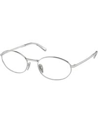 Prada - Pr A57V 1Bc1O1 Optical Frames Metal Transparent Round Normal - Lyst