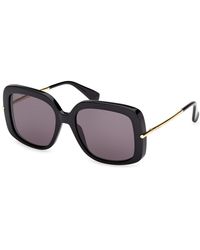 Max Mara - Mm0195 01A Sunglasses Acetate Smoke Round Normal - Lyst