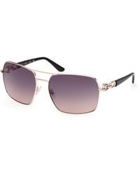 Guess - Gu00159 28B Sunglasses Metal Smoke Squared Normal - Lyst
