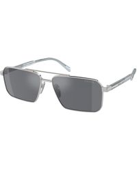 Prada - Pr A57S 1Bc175 Sunglasses Steel Squared Normal Flash - Lyst