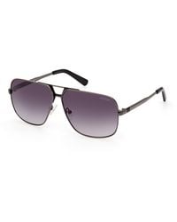 Guess - Gu00070 08B Sunglasses Metal Smoke Squared Normal Shaded - Lyst