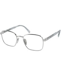 Prada - Pr A55V 16T1O1 Optical Frames Metal Transparent Squared Normal - Lyst