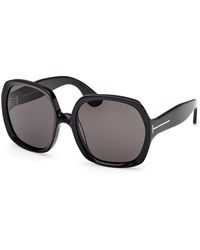 Tom Ford - Ft1221 Saffron 01A Sunglasses Acetate Smoke Squared Normal - Lyst
