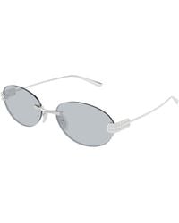 Balenciaga - Bb0541Sa 003 Occhiali Da Sole Metallo Grigio Rotonda - Lyst