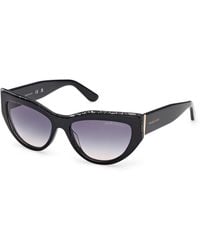 Guess - Gm00028 01B Sunglasses Acetate Smoke Cat Eye Normal - Lyst