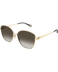 Chloé - Ch0306Sk 003 Sunglasses Metal Squared - Lyst