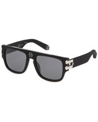 Philipp Plein - Spp011V Plein Pure Pleasure London 703X Sunglasses Acetate Smoke Squared Normal Mirror - Lyst