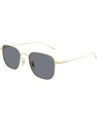Montblanc - Mb0477Sa 001 Sunglasses Metal Squared - Lyst