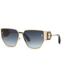 Roberto Cavalli - Src092 300F Sunglasses Metal Smoke Geometric Normal Shaded - Lyst