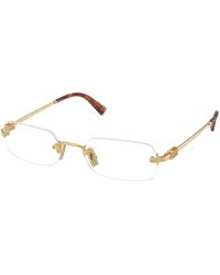 Miu Miu - Mu 50Yv 5Ak1O1 Optical Frames Metal Transparent Squared Normal - Lyst