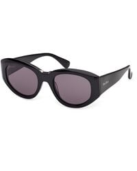 Max Mara - Mm0198 01A Sunglasses Acetate Smoke Round Normal - Lyst