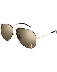 Saint Laurent - Classic 11 M 004 Sunglasses Metal Copper Pilot Normal Mirror - Lyst