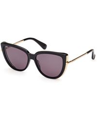 Max Mara - Mm0095 Liz1 01A Sunglasses Acetate Smoke Cat Eye Normal - Lyst