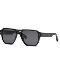 Philipp Plein - Spp200V Plein Stud 700 Sunglasses Acetate Smoke Geometric Normal - Lyst