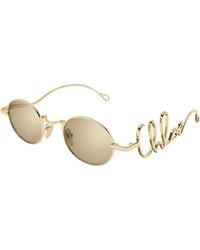 Chloé - Ch0413S 001 Sunglasses Metal Bronze Round - Lyst