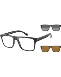 Emporio Armani - Ea4115 50171W Sunglasses Plastic Clear Squared Clip-On - Lyst