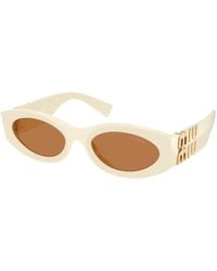 Miu Miu - Mu 11Ws 0Mu 11Ws 21D90Q Sunglasses Acetate Round Normal - Lyst