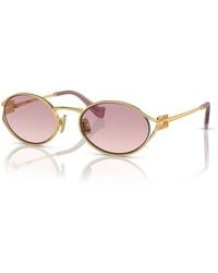 Miu Miu - Mu 52Ys 5Ak06S Sunglasses Metal Round Normal Shaded - Lyst