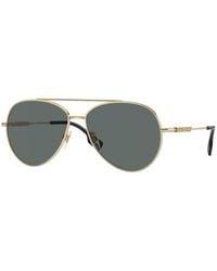 Burberry - Be3147 110981 Sunglasses Metal Pilot Polarized - Lyst