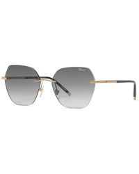 Chopard - Schl88M 300 Sunglasses Metal Smoke Squared Anti-Glare Nuanced - Lyst