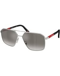Prada Linea Rossa - Ps A50S 1Bc02M Sunglasses Metal Geometric Mirrored Shaded - Lyst