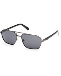 Guess - Gu00301 08D Sunglasses Metal Smoke Squared Polarized - Lyst