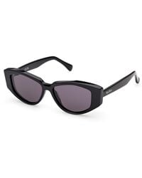 Max Mara - Mm0161 Lee4 01A Sunglasses Acetate Smoke Round Normal - Lyst