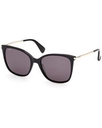 Max Mara - Mm0202 01A Sunglasses Smoke Squared Normal - Lyst