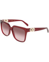 Ferragamo - Sf2109S 655 Sunglasses Acetate Bordeaux Squared Normal - Lyst