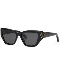 Philipp Plein - Spp214M Plein Brave 700 Sunglasses Acetate Smoke Cat Eye Normal - Lyst
