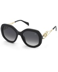 Blumarine - Sbm892 700 Sunglasses Acetate Smoke Geometric Normal Shaded - Lyst