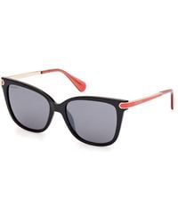 MAX&Co. - Mo0100 01C Sunglasses Injected Smoke Round Normal - Lyst