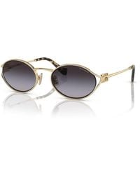 Miu Miu - Mu 52Ys Zvn5D1 Sunglasses Metal Round Normal Shaded - Lyst