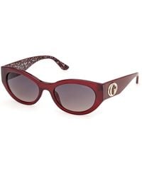 Guess - Gu00362 69B Sunglasses Injected Smoke Round Normal - Lyst
