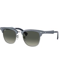 Ray-Ban - Clubmaster Aluminum Sunglasses Blue Frame Grey Lenses 51-21 - Lyst