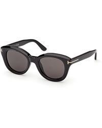 Tom Ford - Ft1344 Nika-02 01A Sunglasses Acetate Smoke Round Normal - Lyst