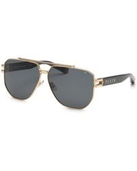 Philipp Plein - Spp185 Plein Icon 301 Sunglasses Metal Smoke Geometric Normal - Lyst