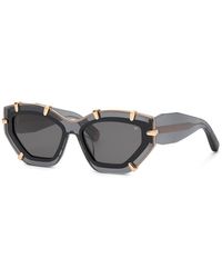 Philipp Plein - Spp099V Plein Supreme Star 819 Sunglasses Acetate Smoke Butterfly Normal - Lyst