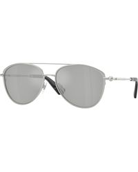Burberry - Be3157 10058V Sunglasses Metal Pilot Mirrored - Lyst