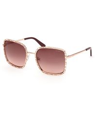 Guess - Gu00296 28F Sunglasses Metal Squared Normal - Lyst