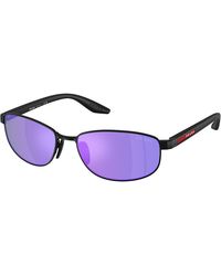 Prada Linea Rossa - Ps B53S 1Bo60Z Sunglasses Metal Round Normal Mirrored - Lyst