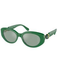 Swarovski - Sk6002 10079C Sunglasses Acetate Light Round Normal Mirror - Lyst