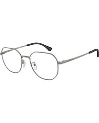 Emporio Armani - Ea1154D 3003 Optical Frames Metal Transparent Round Normal - Lyst